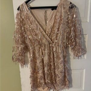 Lulus rose gold sequin romper